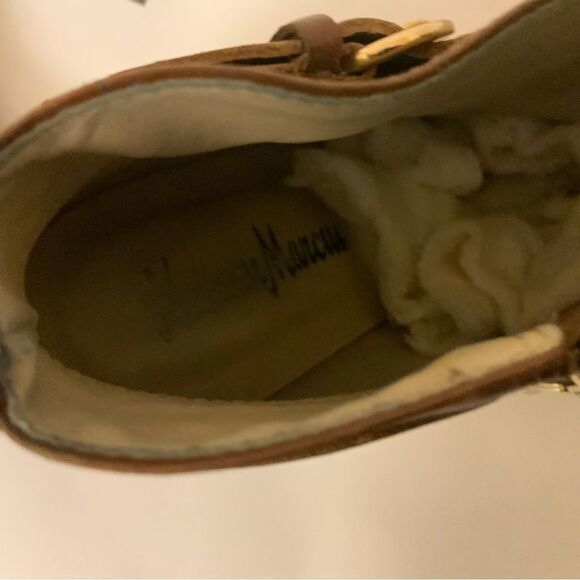 Neiman Marcus SPENCER Brazil BROWN LEATHER Heels BOOTIES Boots BUCKLE eur 38 - Picture 9 of 12